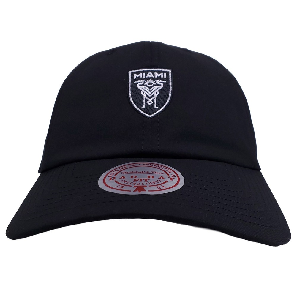 Inter Miami CF Mitchell & Ness MLS Dad Hat Cap Embroidery Logo Black NWT